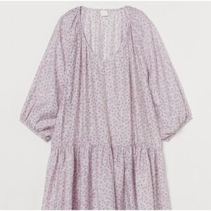 H&M Women Plus Size 2XL Floral Print V Neck Tiered Mini Dress